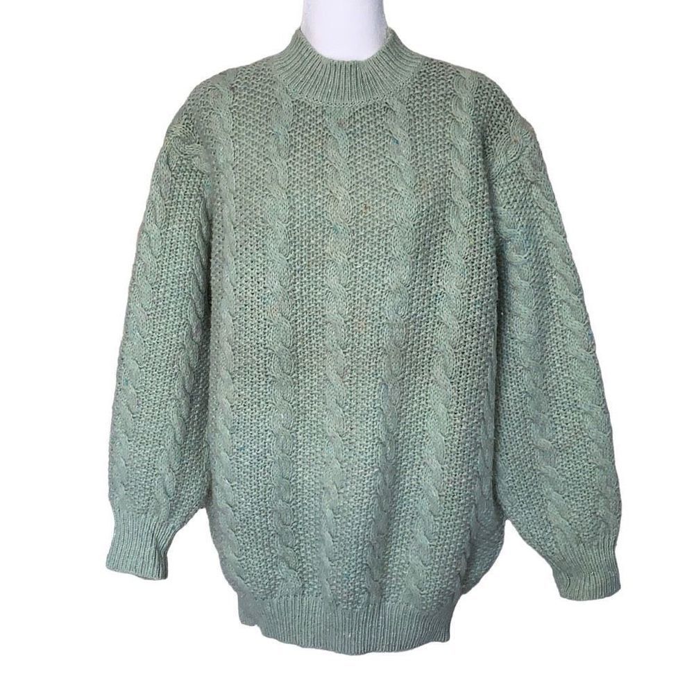 United Colors of Benetton Women’s L/XL Wool Fisherman Knit Funnel Neck Sweater